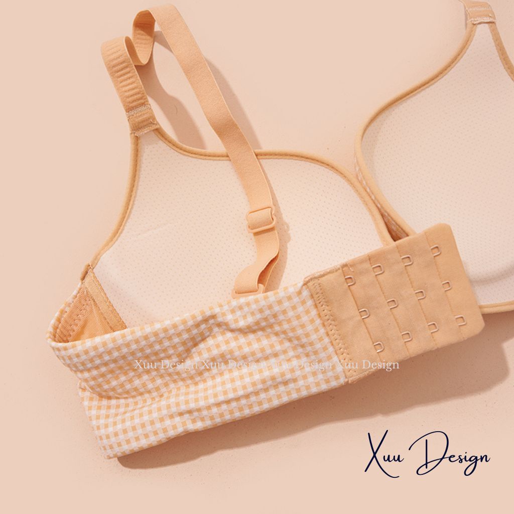 Áo ngực nữ kẻ caro XUU thiết kế đệm mỏng vừa không gọng nâng ngực gợi cảm có lỗ thông hơi - AV12