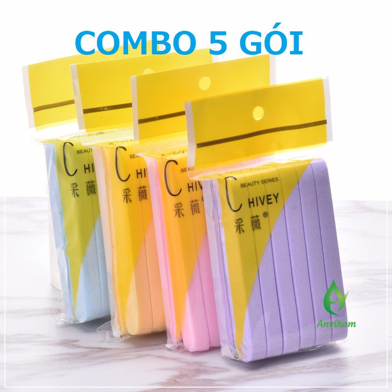 [Mã SR14MAY5 giảm 20K đơn 50K] Combo 5 gói Bông nở rửa mặt bọt biển nở Chivey Nhật Bản siêu tiết kiệm ANVIHOM