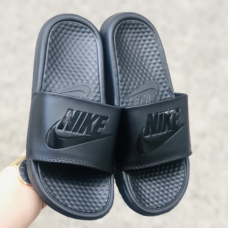 Dép unisex 𝐍𝐈𝐊𝐄 ❤️FREESHIP + Hộp❤️ dép quai ngang thể thao nam nữ mk in 𝐍𝐈𝐊𝐄-𝐁𝐚𝐧𝐚𝐬𝐬𝐢, full-đen