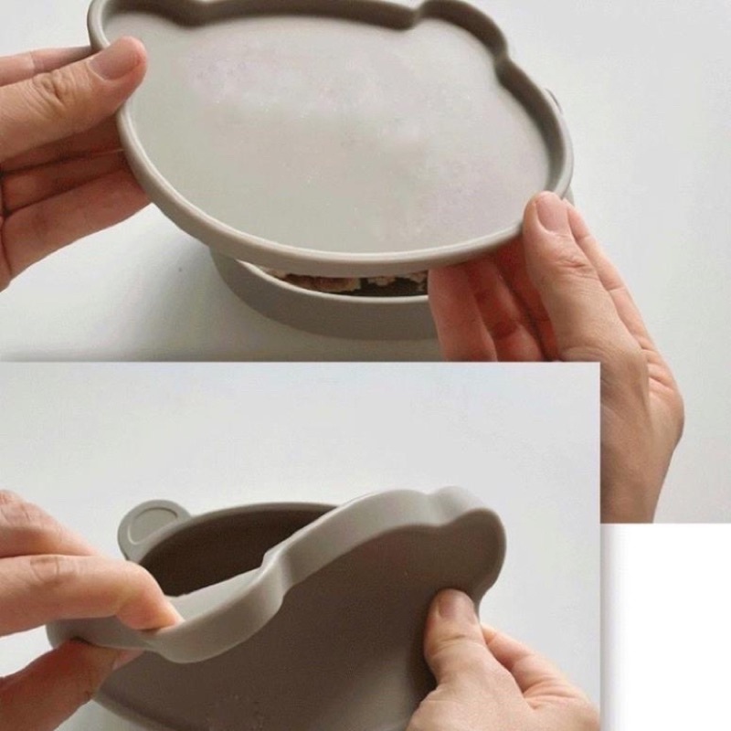 Khay ăn dặm silicon hình gấu kiêm nắp đậy bát gấu Bobby doll