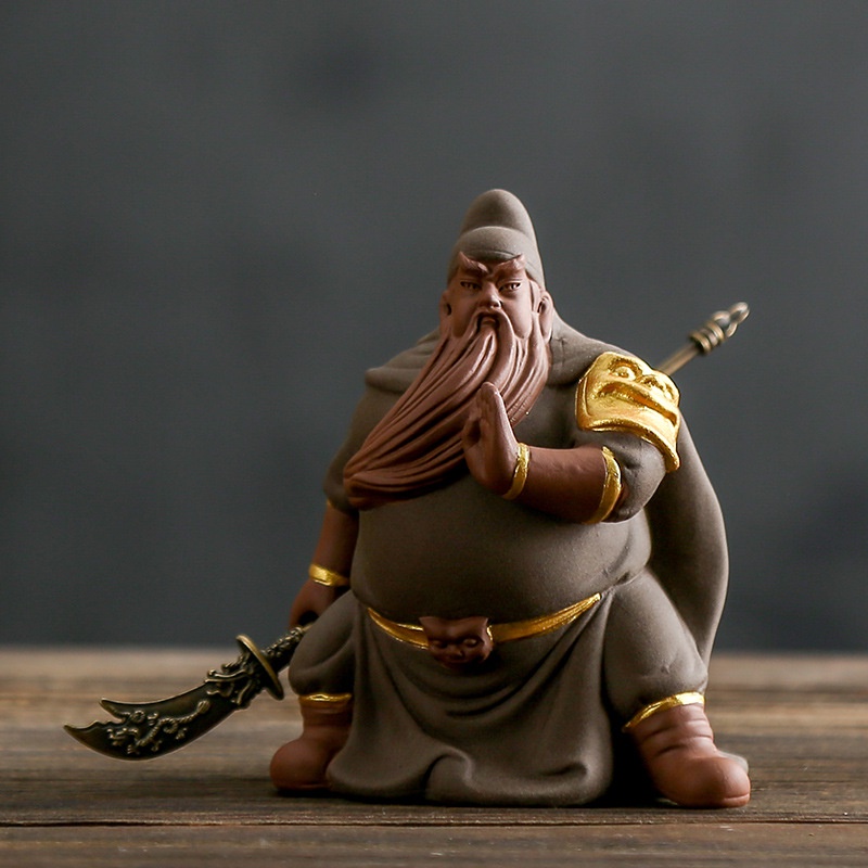 Bộ tượng Quan Công - Quan Vũ gốm Tử Sa trang trí, để bàn trà, quà tặng, trang trí xe hơi - Tự Thanh