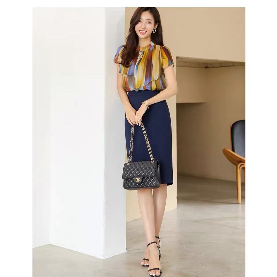 Chân Váy Bút Chì Dáng Dài Qua Gối Cao Cấp Có Xẻ Sau Bc d68cm