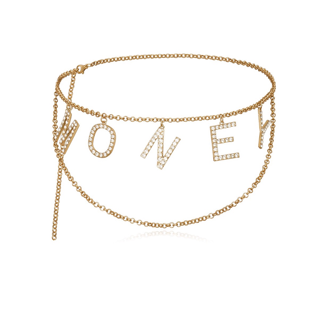 Đai váy xích CHỮ RƠI M O N E Y dây xích đính đá sang chảnh hàng loại 1