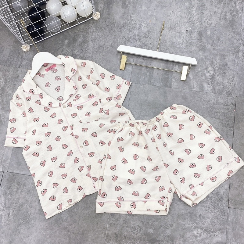 ĐỒ BỘ PIJAMA NỮ BỘ MẶC NHÀ CHẤT ĐŨI XỐP HÀN CAO CẤP HOẠ TIẾT XINH TAY NGẮN QUẦN ĐÙI