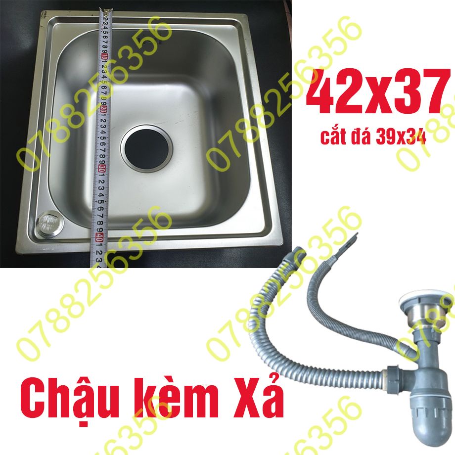 Chậu Rửa chén bát Inox một hố (KT:42x37x20 cm) lựa chọn có xả và không xả nowship, hỏa tốc HCM