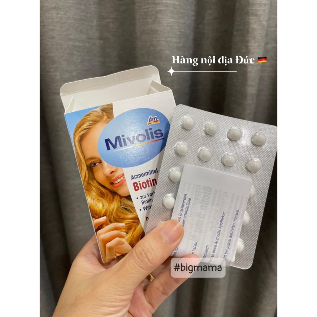 (Hàng Đức) Viên uống đẹp da tóc móng Biotin Mivolis 5mg N 60 viên của Đức