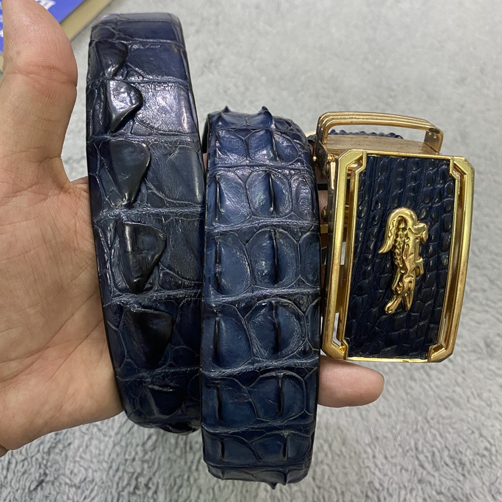 Thắt Lưng Nam da cá sấu TIẾN CÔNG cao cấp màu xanh TCN2008