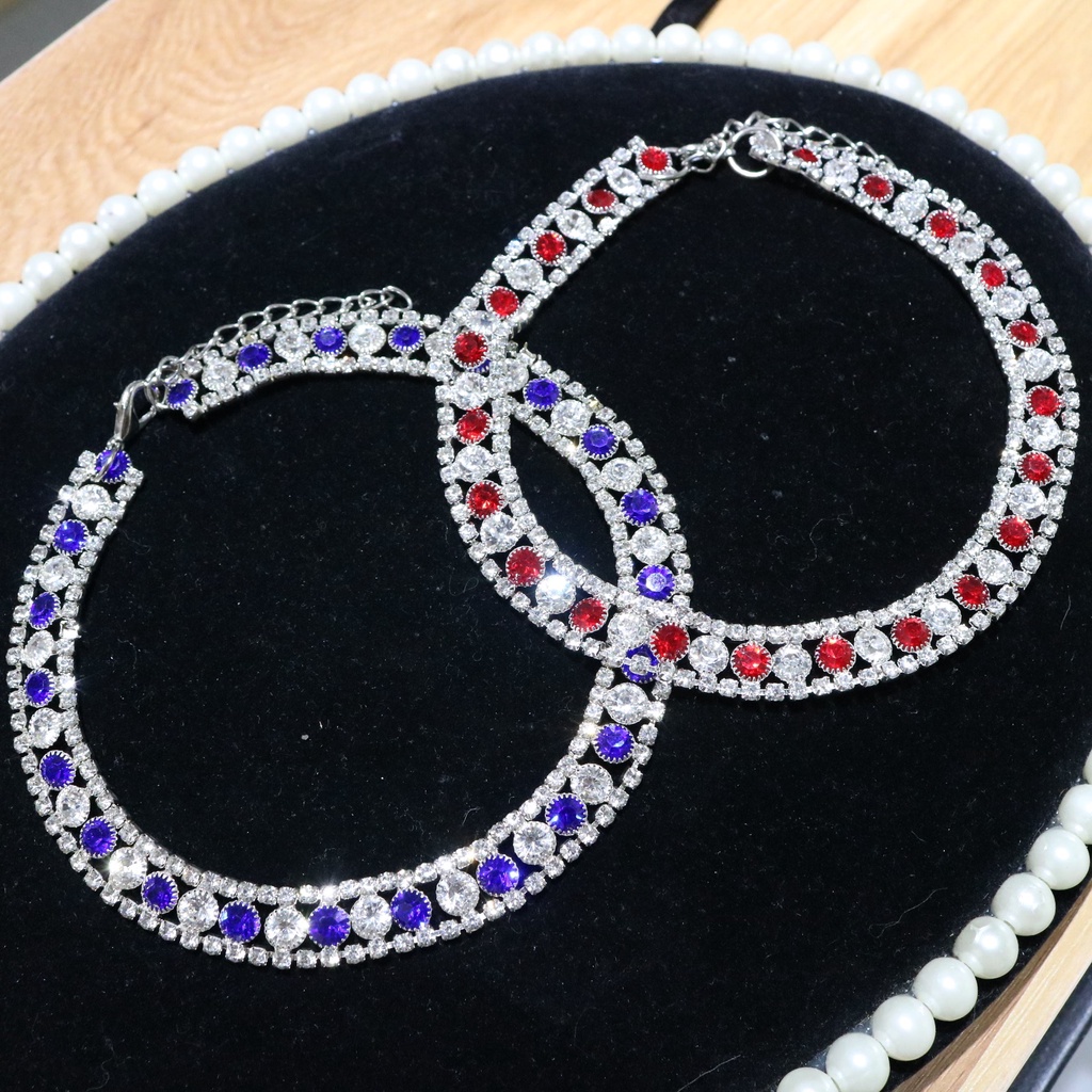 Dây chuyền vòng cổ choker đá trắng màu lấp lánh sang chảnh - LD021