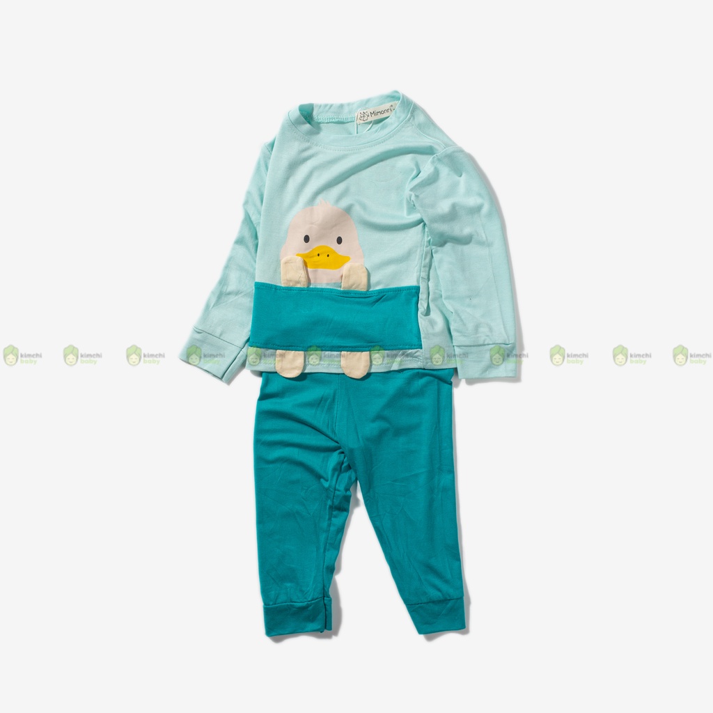 Bộ Dài Tay Thun Lạnh Cho Bé Trai, Bé Gái KIMCHIBABY Hoạ Tiết Hươu Vàng 3D,  Đồ Bộ Mặc Nhà Cho Bé Thu Đông KWTD2207