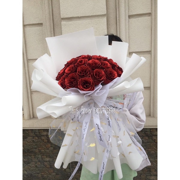 [ Quà sinh nhật- hình thật] Bó hoa nhũ 30 bông, shop sẵn nhiều màu