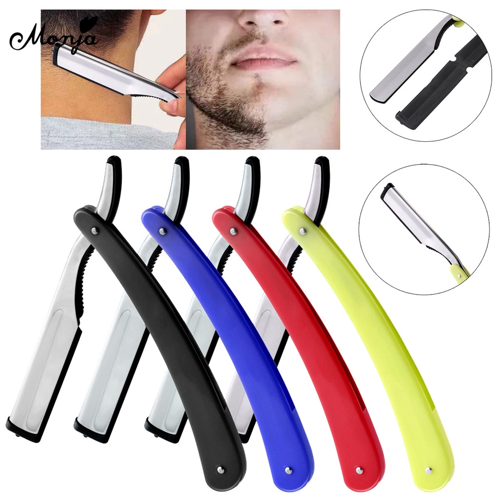 Monja Folding Double-sided tough-changing Manual Razor Hairdressing Haircut Shaver Barber Straight Razor Beauty Salon Special Shaving Head Eyebrow Knife Holder