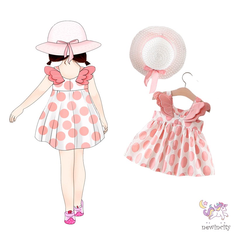 Set Áo Thun 3 Lỗ &amp; Quần Short Chấm Bi Cho Bé Gái