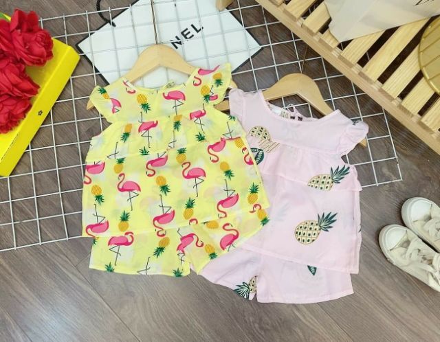 Combo 2-3 bộ - Đồ bộ cánh tiên bé gái, lanh lụa