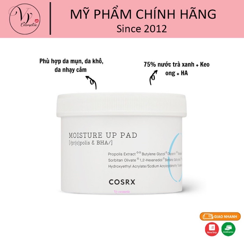 Bông cấp ẩm cho da dạng miếng Cosrx One Step Moisture Up Pad 70 miếng