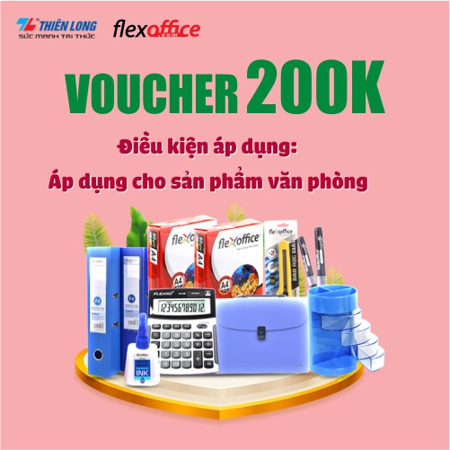 TOÀN QUỐC [E-voucher] Voucher 200k cho nhóm Văn Phòng Phẩm FLEXOFFICE tại website của FlexO