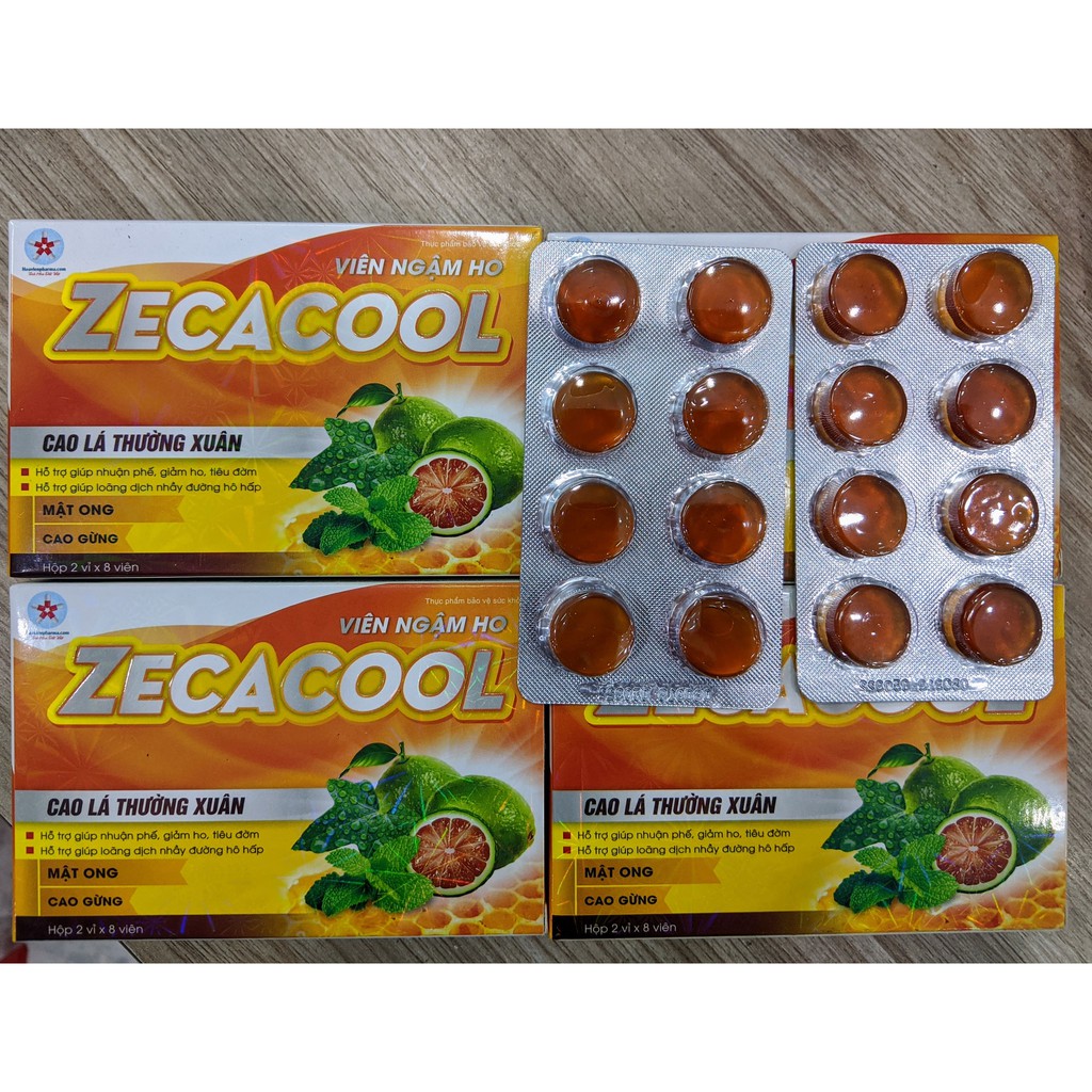 Viên ngậm ho, giảm đau họng ZECACOOL  Giảm ho, đau rát họng, bổ phế, tiêu đờm