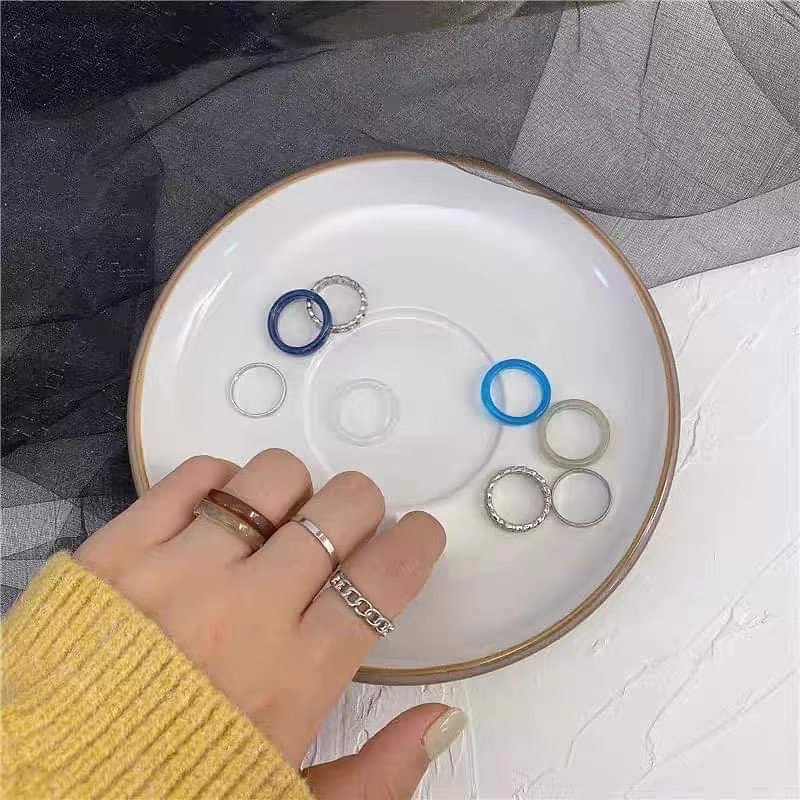 Set nhẫn 4 cái màu pastel
