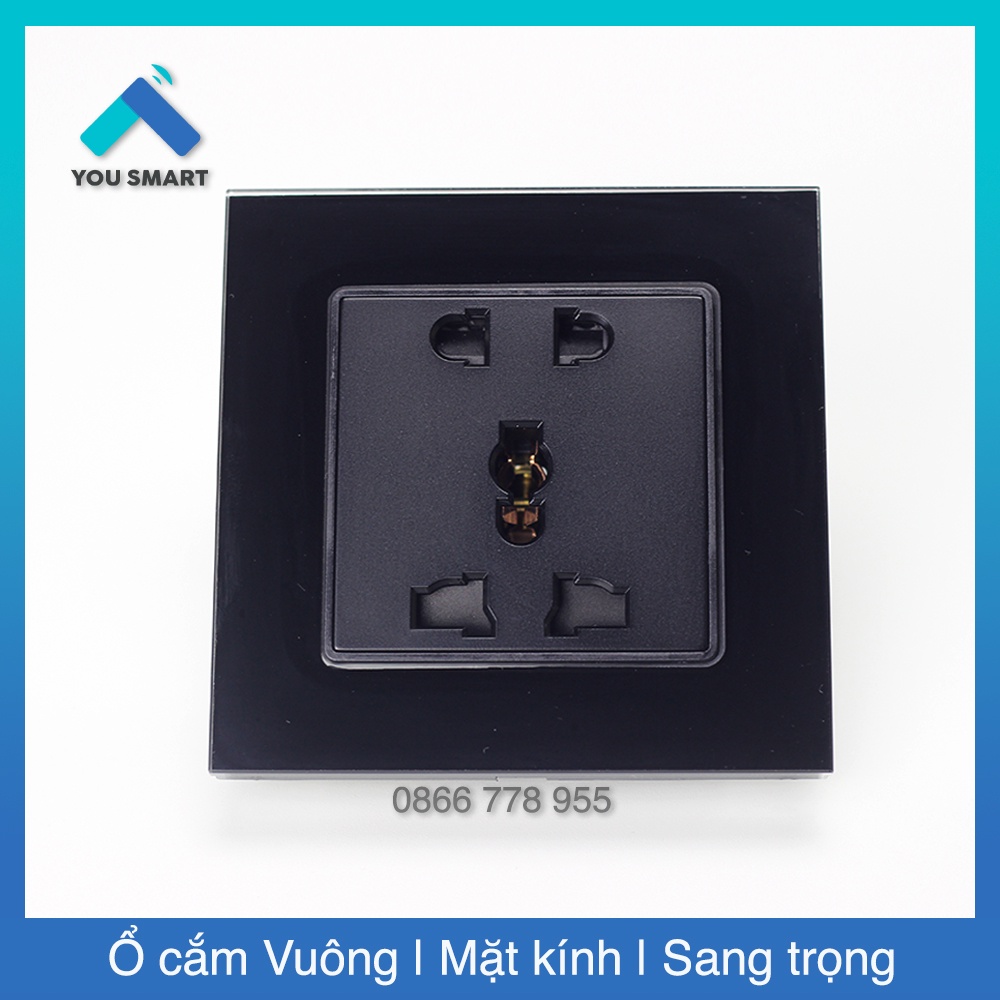 Ổ cắm Vuông kính cường lực 2 cổng USB