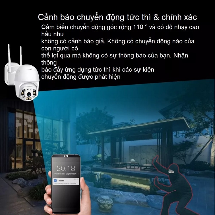 Camera Ngoài Trời IP Wifi V380 Pro, Xoay 360 Độ - Hỗ Trợ Xem Màu Ban Đêm - Phát Hiện Chuyển Động Thông Minh - BH 24Tháng