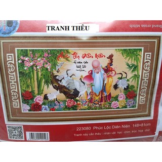 Tranh thêu chữ thập Phúc lộc diên niên 223080-148x81cm