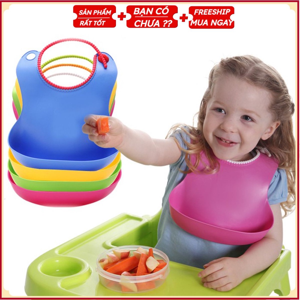 Yếm Cho Bé Ăn Sạch Sẽ MAMA (Màu Sắc Ngẫu Nhiên)