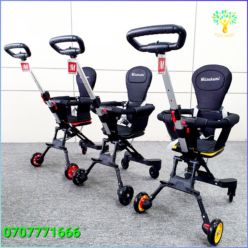 Xe đẩy gấp gọn cho bé, xe đẩy du lịch gấp gọn 2 chiều mitsukumi t88 chính hãng T88 [ bảo hành 12 tháng]