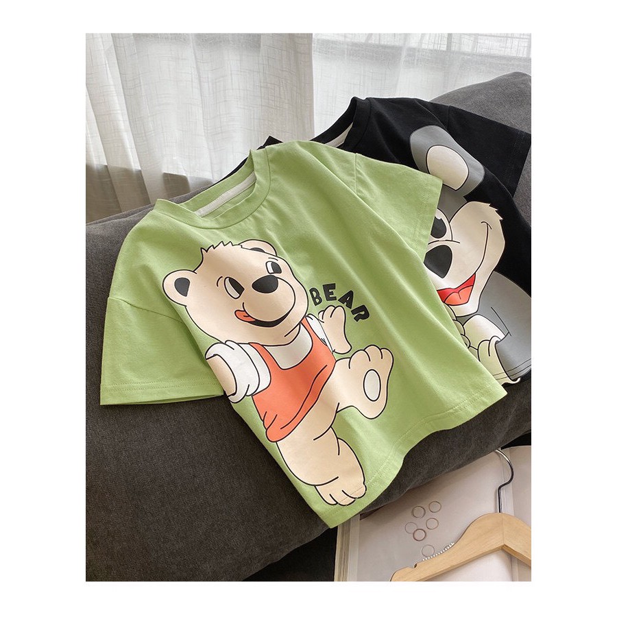 Áo cộc tay thun lạnh Minky Mom cho bé trai bé gái - 1038