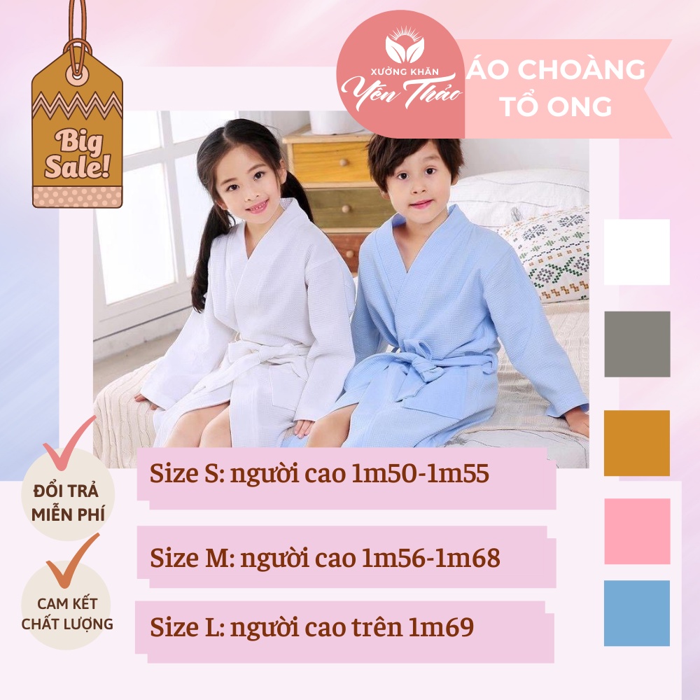 [HÀNG LOẠI 1] Áo Choàng Tắm Khách Sạn COTTON TỔ ONG Ép Cao Cấp 100% Siêu Thấm Hút, Mềm Mịn, Dày Dặn Tiêu Chuẩn 5 Sao