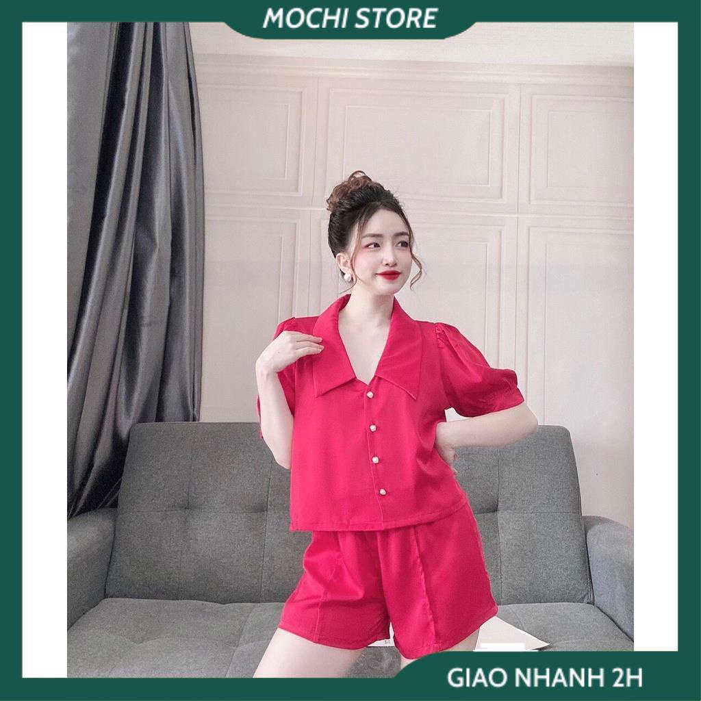 Đồ Bộ Nữ, Đồ Mặc Nhà, Set Bộ Áo Tay Ngắn Cổ Sen Quần Sọc Chất Lụa Satin Màu Sắc Tươi Trẻ Thời Trang Trẻ Trung Cho Bạn Nữ | BigBuy360 - bigbuy360.vn