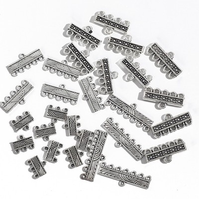 Set 10 charm BEADIA màu bạc cổ điển 10x12-24mm với 3-7 lỗ làm trang sức bông tai