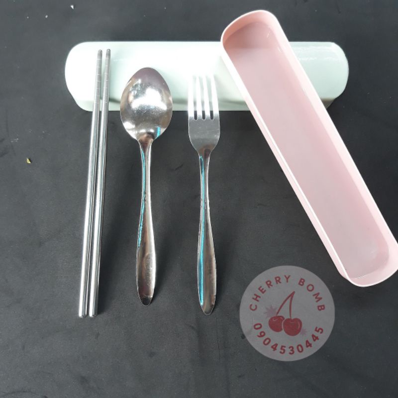 Bộ Muỗng Đũa Nĩa Cá Nhân Tặng Hộp Đựng  - Thìa Dĩa Có Hộp Mang Đi Ăn Trưa An Toàn Vệ Sinh