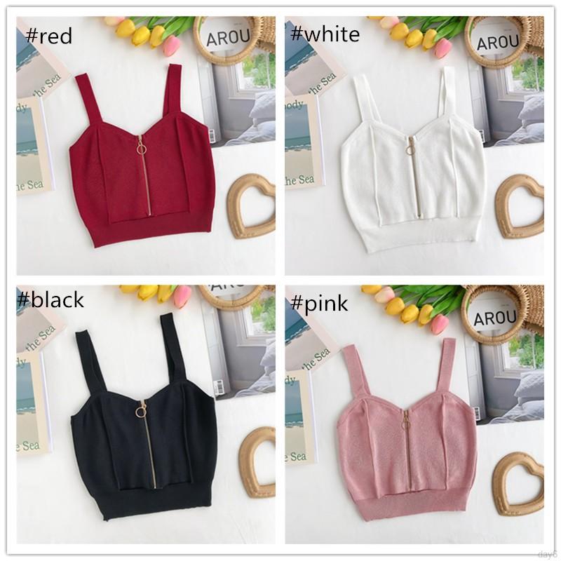 Áo Tank Top dệt kim cổ chữ V phong cách Hàn Quốc