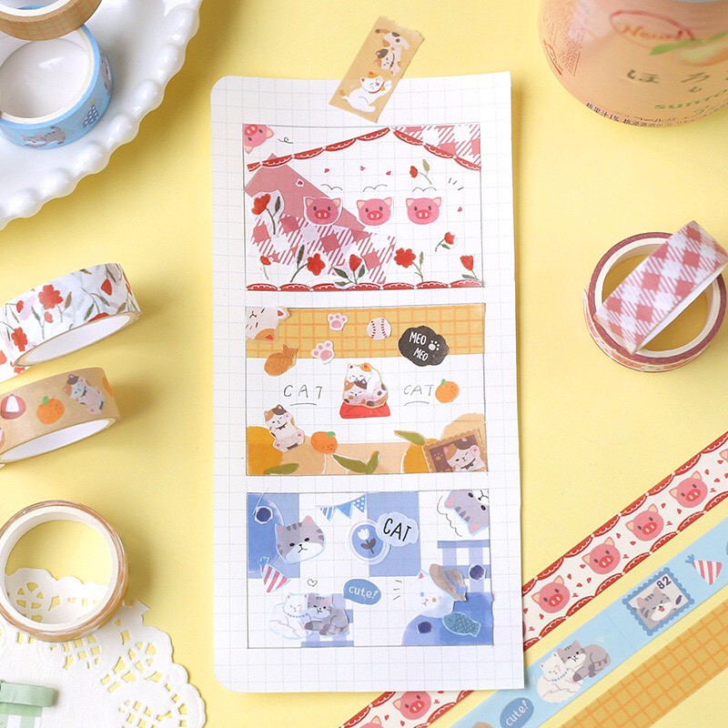 Set 4 cuộn washi tape cute