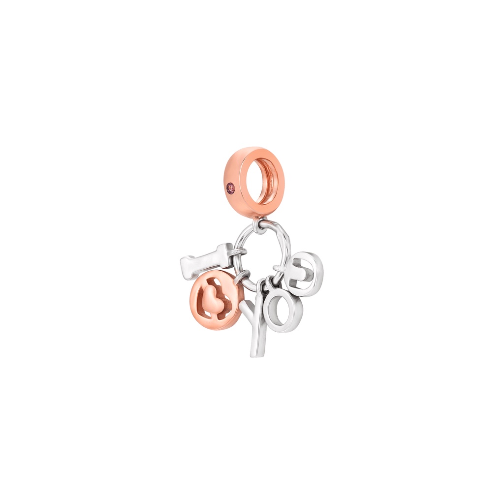Hạt Charm bạc đính đá ECZ PNJSilver xi 2 màu XMXMH060000