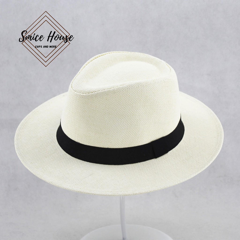 Nón phớt panama vành rộng cao cấp tặng kèm lót đế mũ, mũ cao bồi đi biển nam nữ form cứng- Smice House