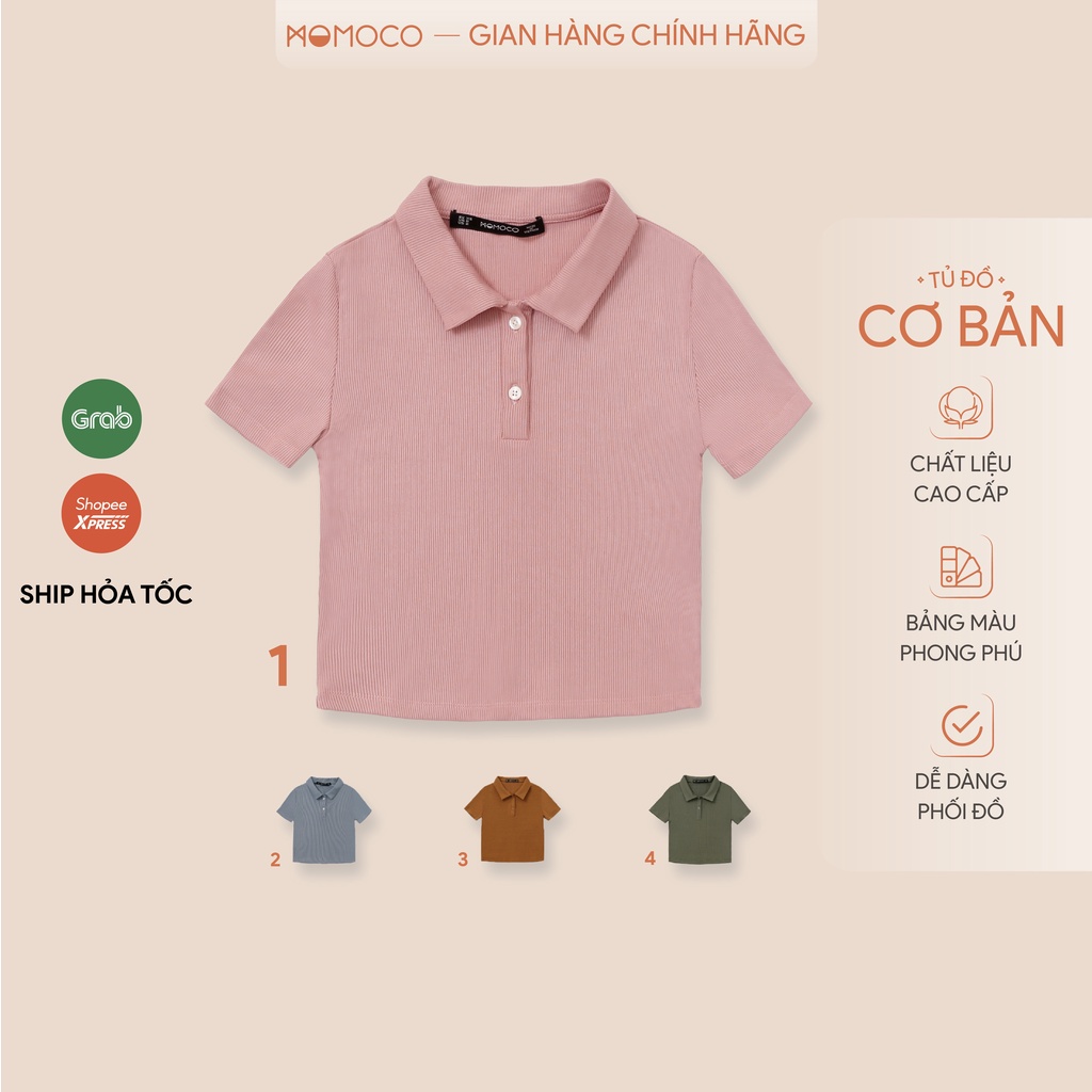 Áo Polo Croptop Cổ Bẻ MOMOCO vải cotton tăm nhỏ co giãn 4 chiều M2957