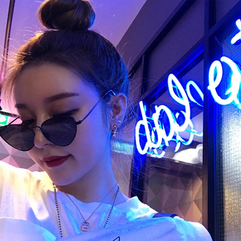 (HENGHA) Kính Mát Mắt Mèo Gọng Kim Loại Màu Kẹo Thời Trang Hip Hop Phương Tây INS