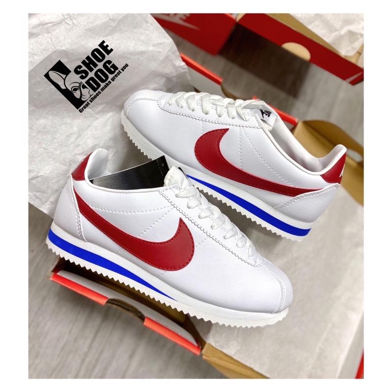 [Chính hãng authentic] Giày Nike Cortez real cổ điển màu trắng đỏ nam nữ