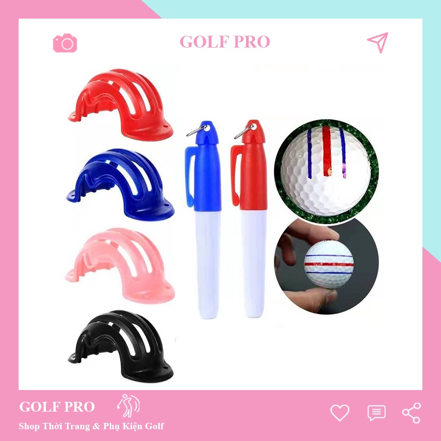 Dụng cụ kẻ line golf trên bóng nửa quả có kèm bút giúp nhận biết đường bóng shop GOLF PRO