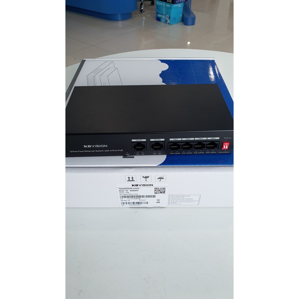 Switch PoE 4 port (Hỗ trợ 2 cổng mạng uplink) KBVISION KX-ASW04P2