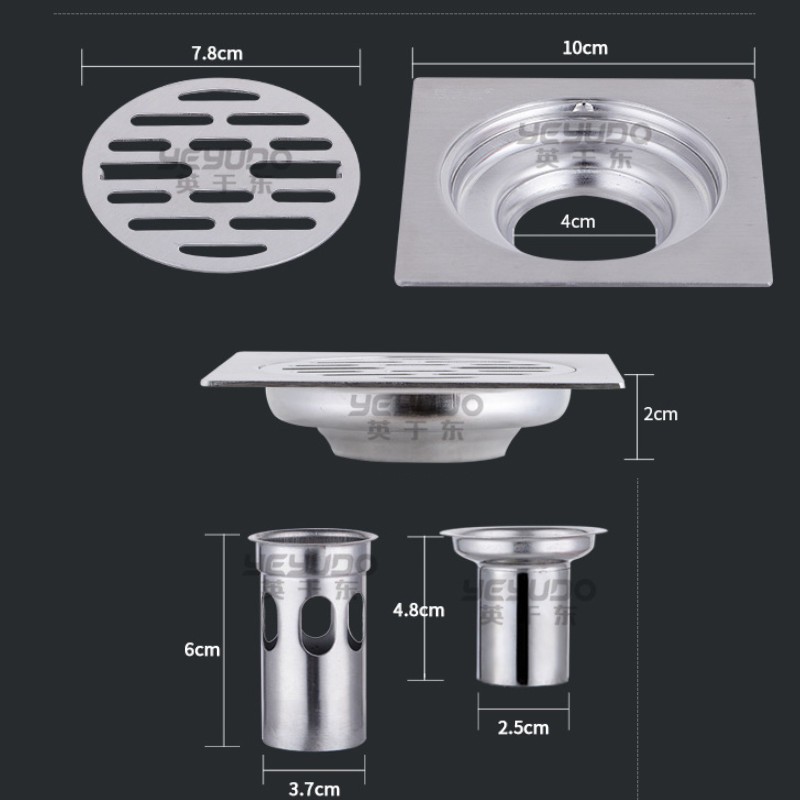 Phễu thoát sàn ngăn mùi Inox 304 có lỗ thoát nước máy giặt