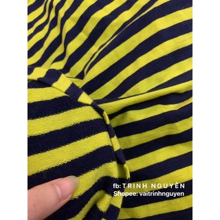 Vải da cá cotton kẻ ngang ong vàng MAO TRÚC