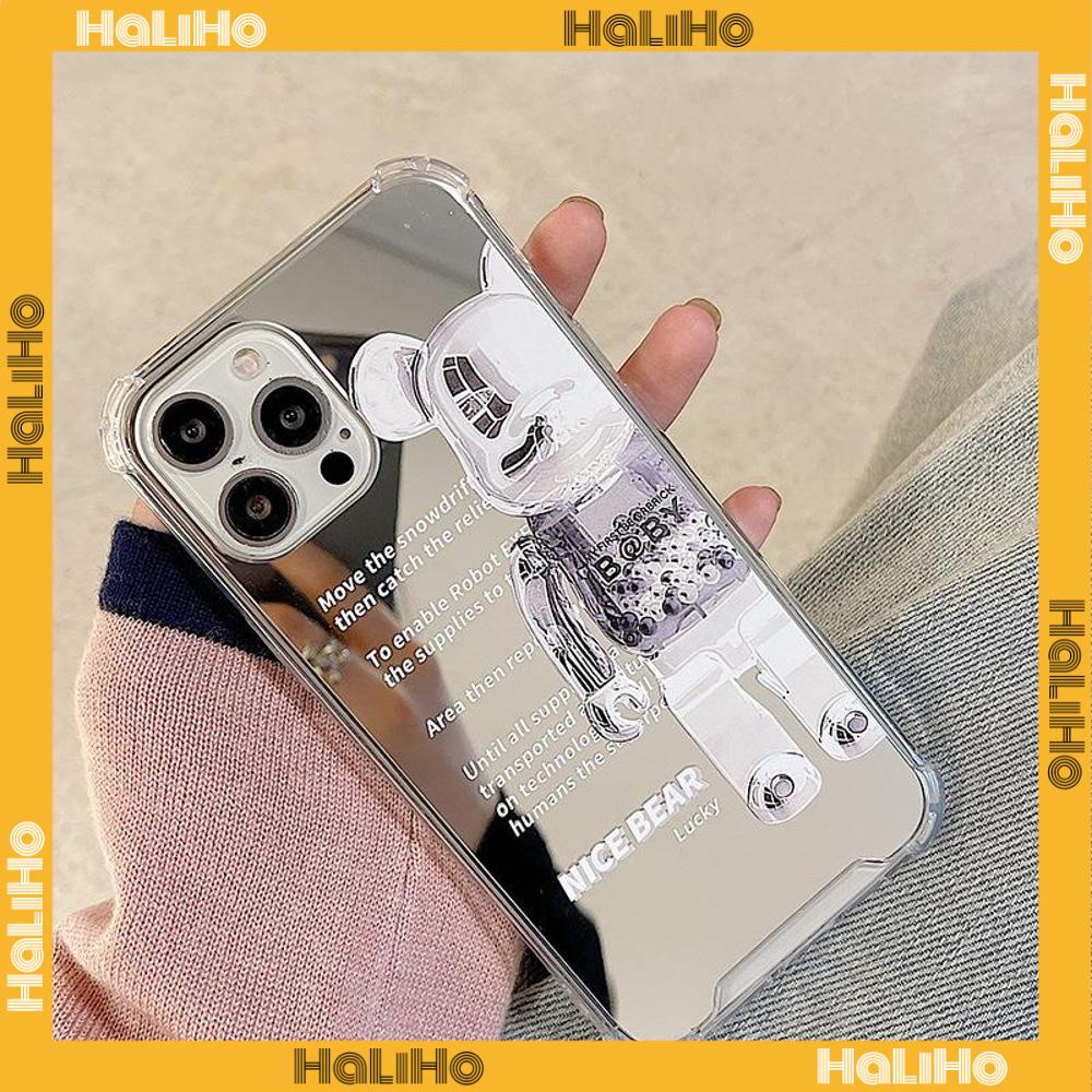 iPhone Case Acrylic HD Mirror Laser Airbag Shockproof Protection Camera Cute Cartoon Bear Compatible For iPhone 11 iPhone 13 Pro Max iPhone 12 Pro Max iPhone 7 Plus iPhone xr