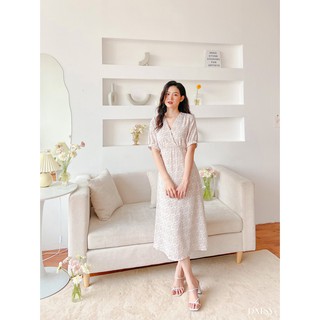 210797 - váy hoa nhí cổ V buộc eo
