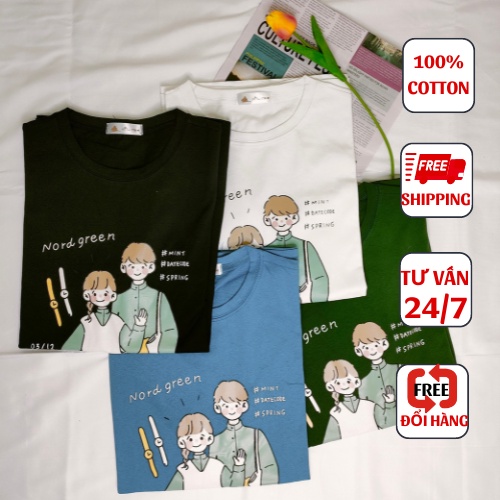 Áo thun, Áo phông unisex phom rộng in hình chất liệu cotton mát tay lỡ dành cho cả nam và nữ Freesize từ 40 - 60kg