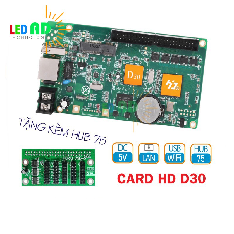 Card HD-D30 - Điều khiển LED Ma Trận Full Color - Điều Khiển Module Led Full Màu