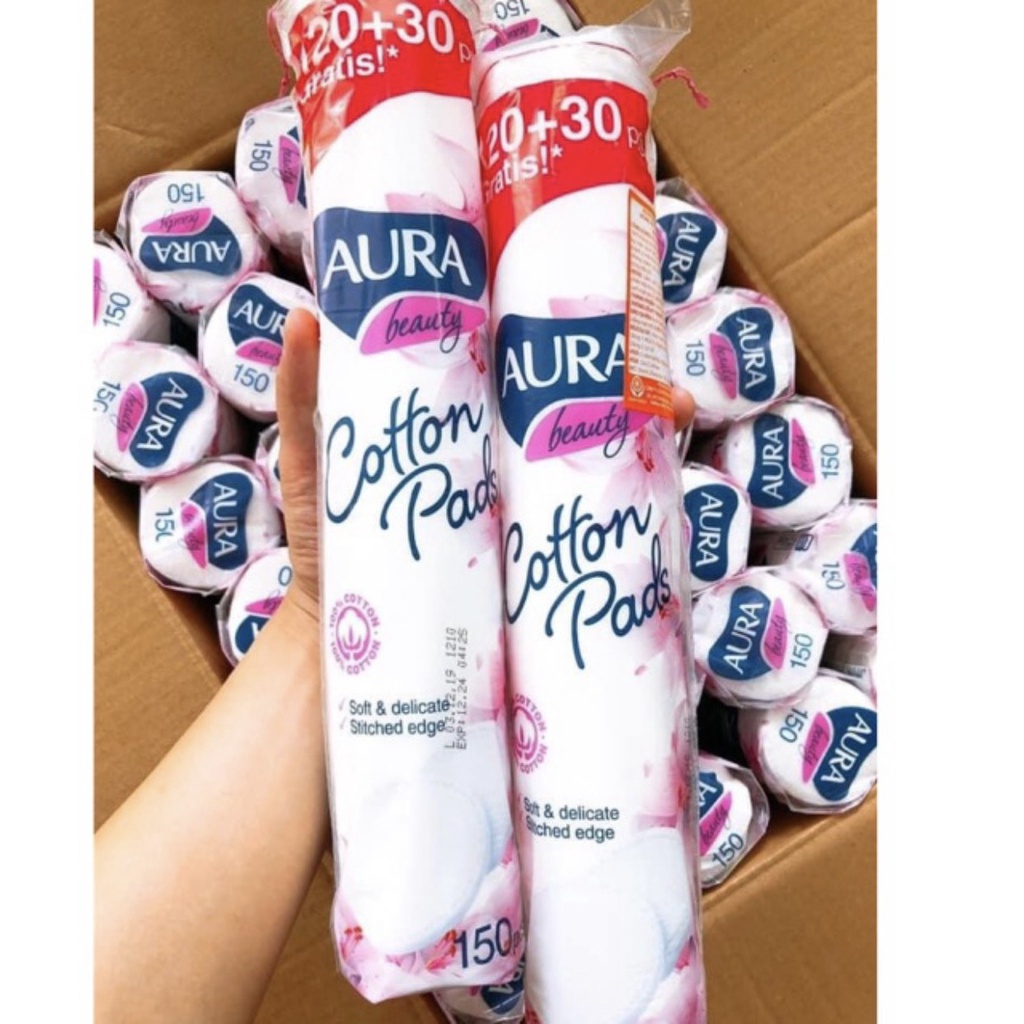 Combo 10 bông tẩy trang Aura 150 miếng