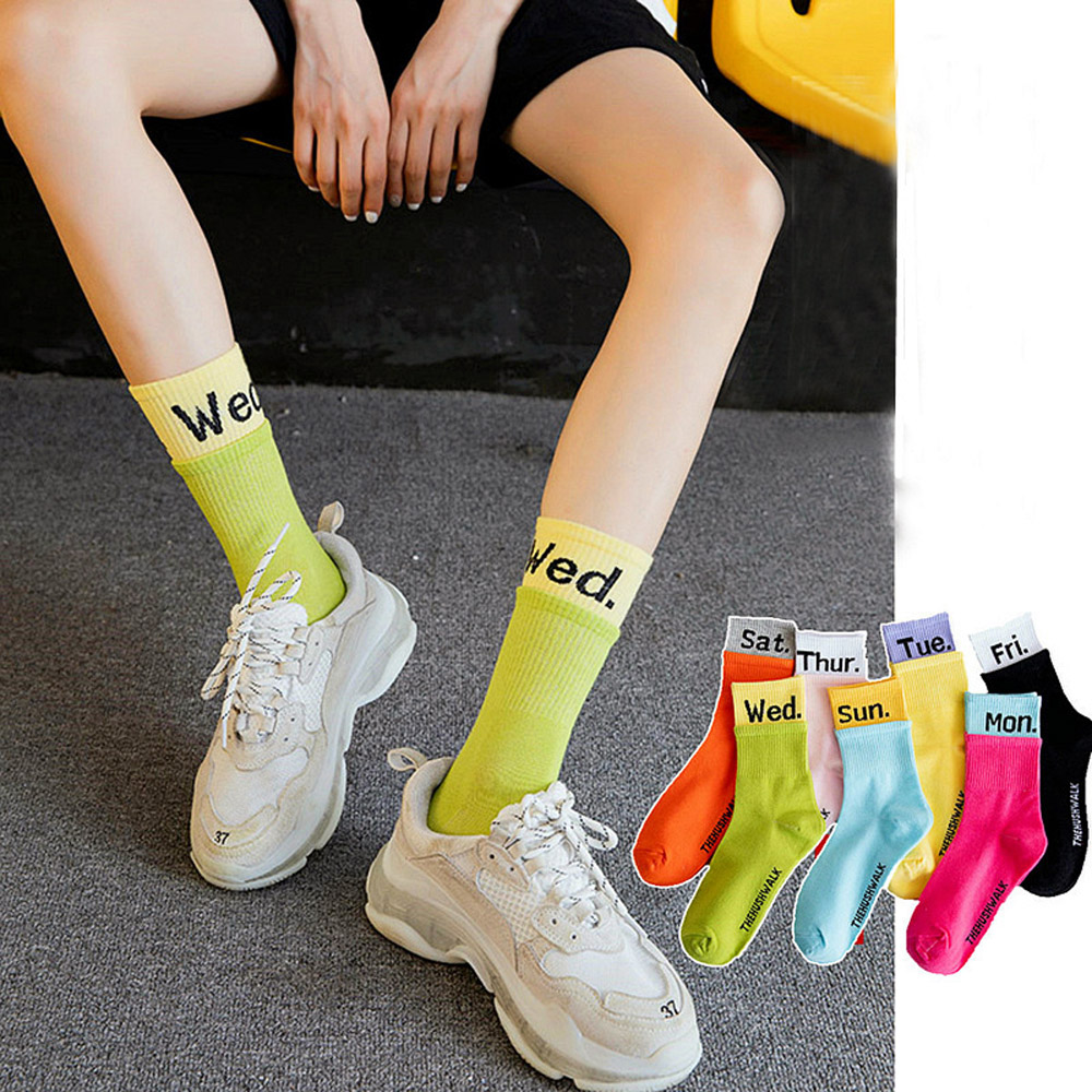 BACK2LIFE Socks Women's Socks Fashion British Style Weekly Socks Anti-friction Weekly Solid Color Casual Breathable Business Cotton Socks | BigBuy360 - bigbuy360.vn