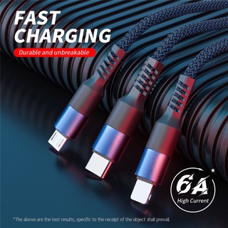 Cáp sạc nhanh 6a 3 trong 1 cổng micro usb type-c
