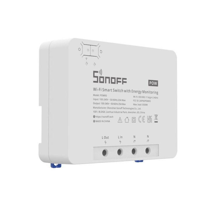 Công Tắc Thông Minh Pow R3 Sonoff Công Suất Cao 25a / 5500w Điều Khiển Bằng Giọng Nói